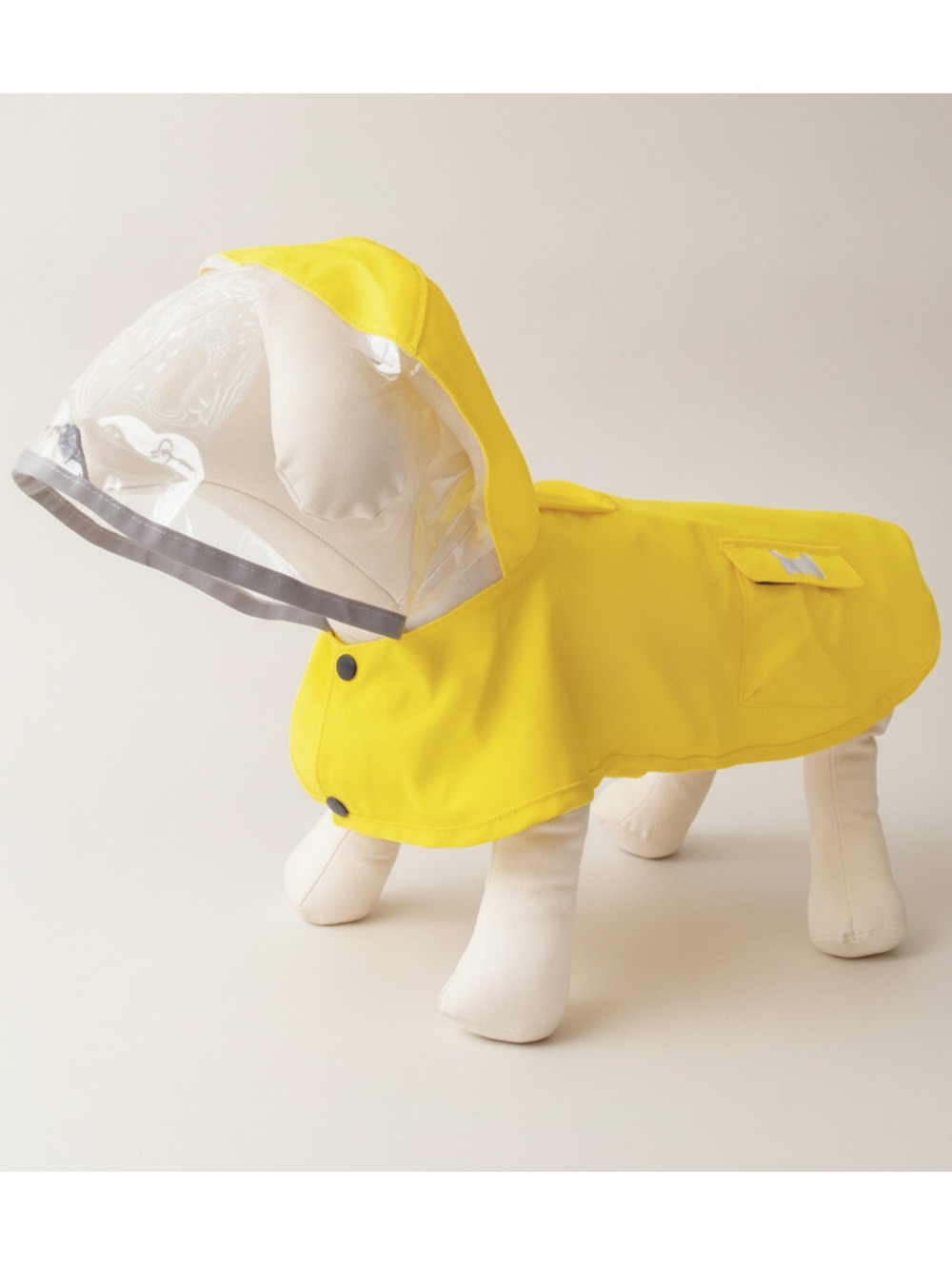 Dog Waterproof Raincoat with Poncho Hoodie Reflective Adjustable Yellow M